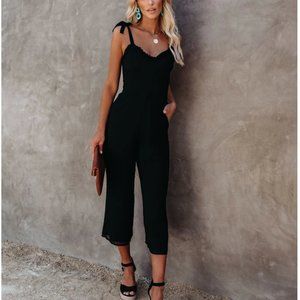 Crowd Pleaser Pocketed Tie Jumpsuit